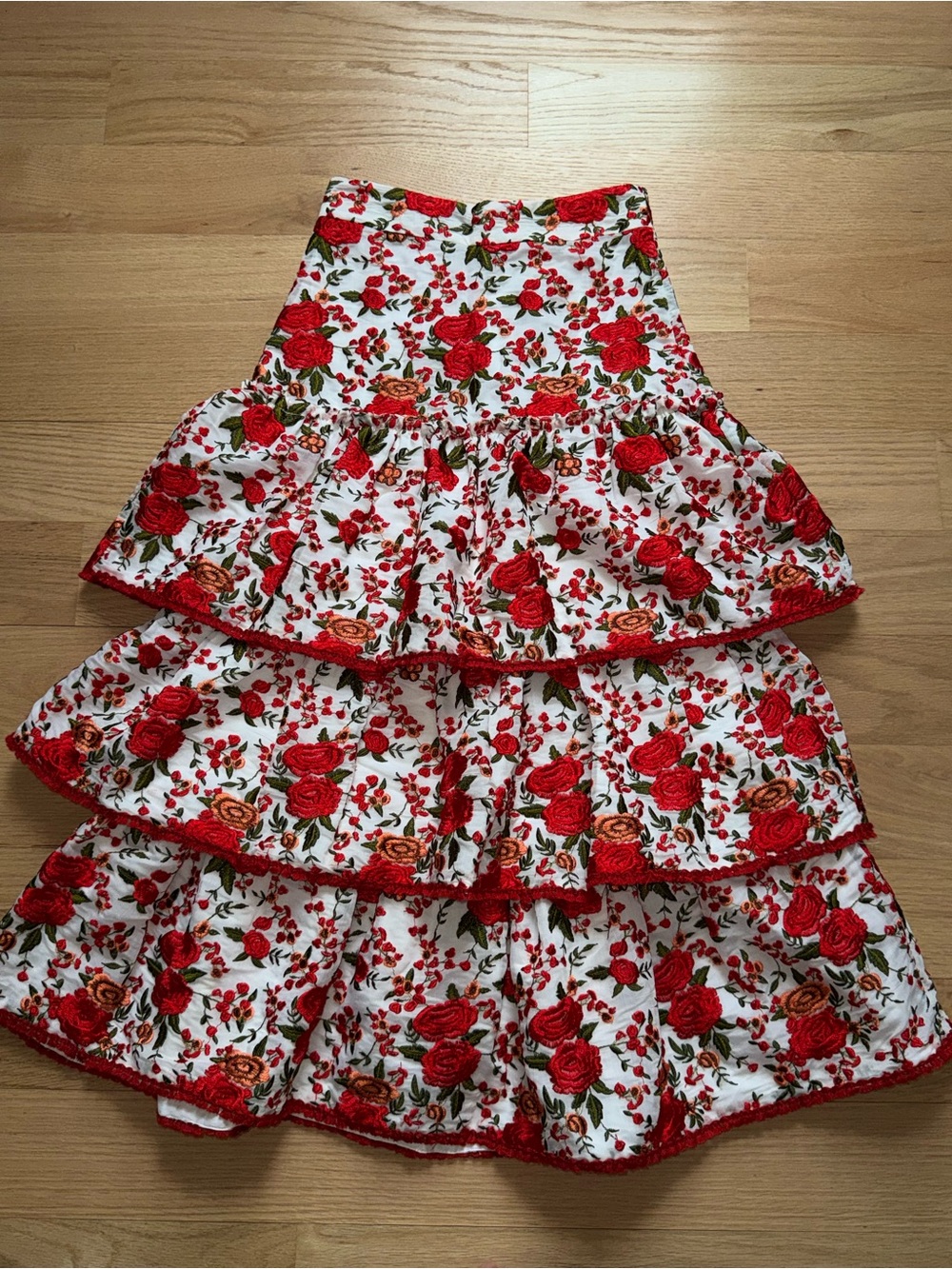 Alexis White Maxi Skirt Set with Red Floral Embroidery - Picture 5 of 5